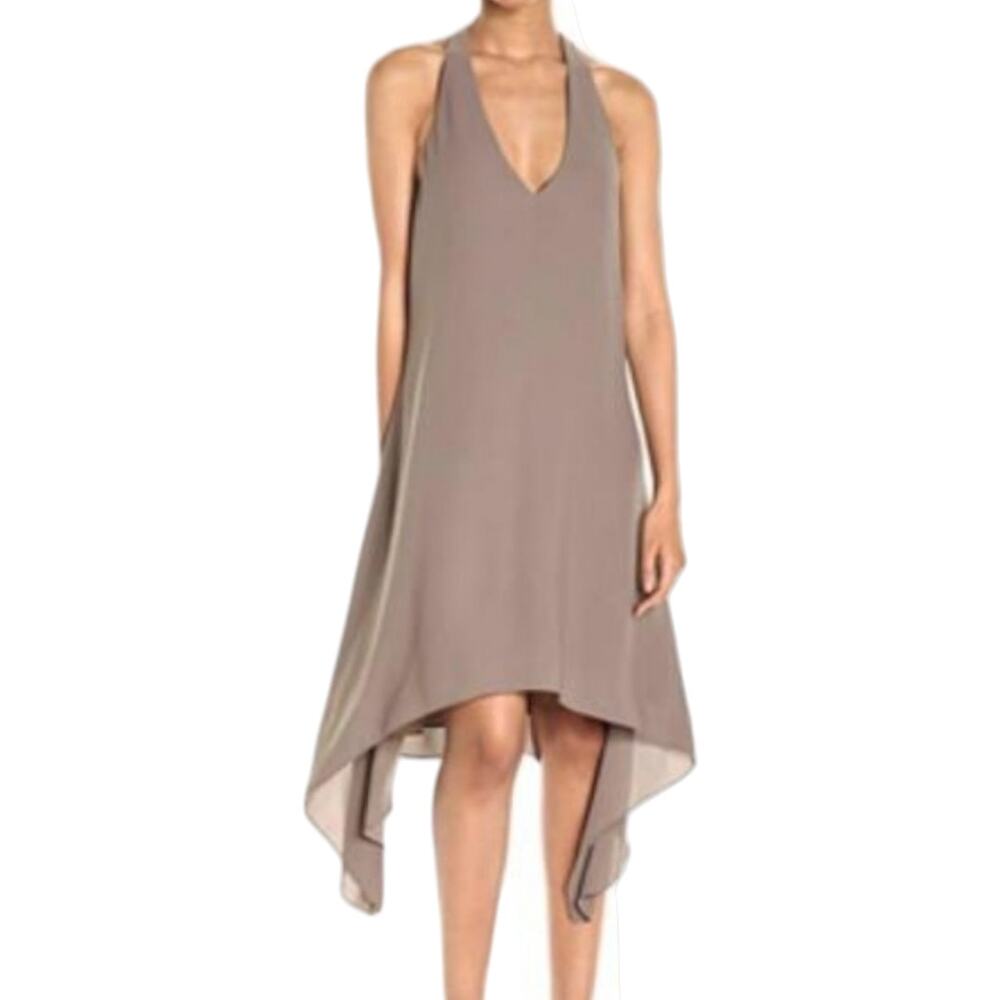 BCBGMAXAZRIA Brown Haylee Halter Asymmetrical Dress Size XS